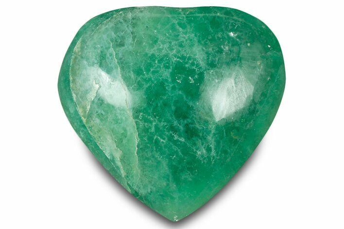 Polished Fluorescent Green Fluorite Heart - Madagascar #323131